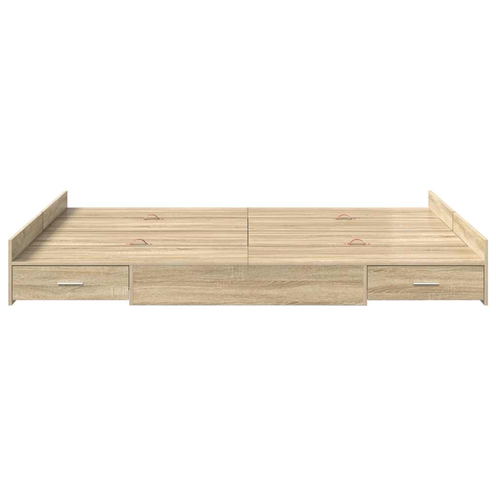 vidaXL Storage Bed Frame Sonoma Oak 140 x 190 cm Engineered Wood 5