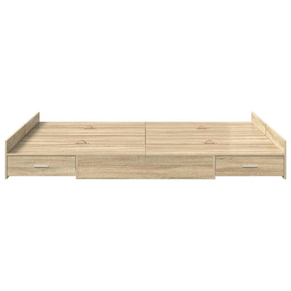 vidaXL Storage Bed Frame Sonoma Oak 140 x 190 cm Engineered Wood 5