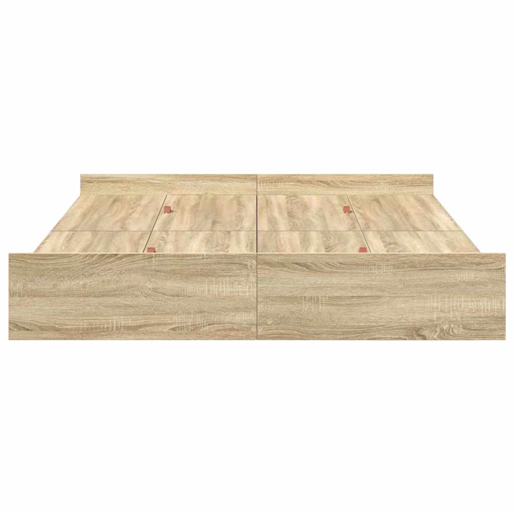 vidaXL Storage Bed Frame Sonoma Oak 140 x 190 cm Engineered Wood 6