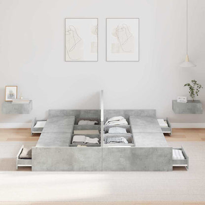 vidaXL Storage Bed Frame Concrete Grey 140 x 190 cm Engineered Wood 3
