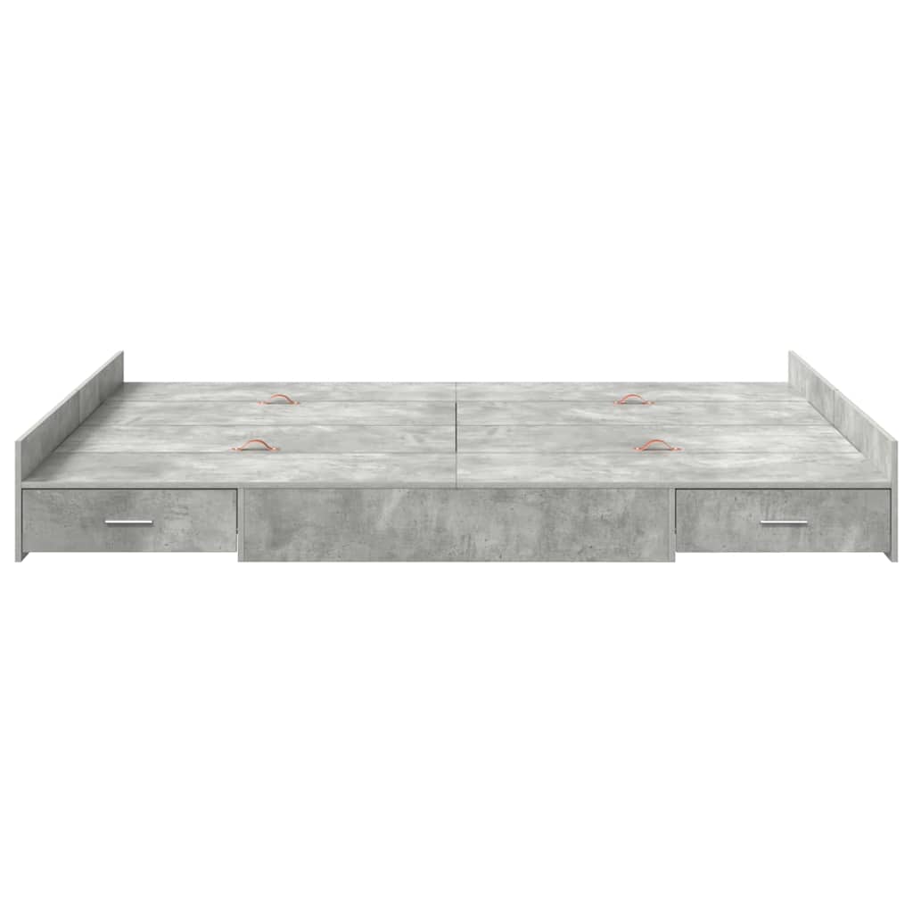 vidaXL Storage Bed Frame Concrete Grey 140 x 190 cm Engineered Wood 5