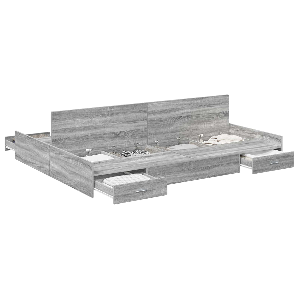 vidaXL Storage Bed Frame Grey Sonoma 140 x 190 cm Engineered Wood 2