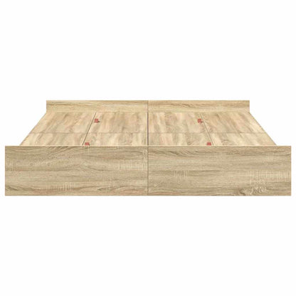vidaXL Storage Bed Frame Sonoma Oak 135 x 190 cm Engineered Wood 6