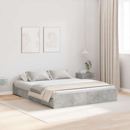 vidaXL Storage Bed Frame Concrete Grey 135 x 190 cm Engineered Wood 1