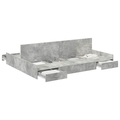 vidaXL Storage Bed Frame Concrete Grey 135 x 190 cm Engineered Wood 2