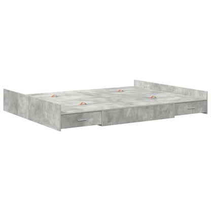vidaXL Storage Bed Frame Concrete Grey 135 x 190 cm Engineered Wood 4