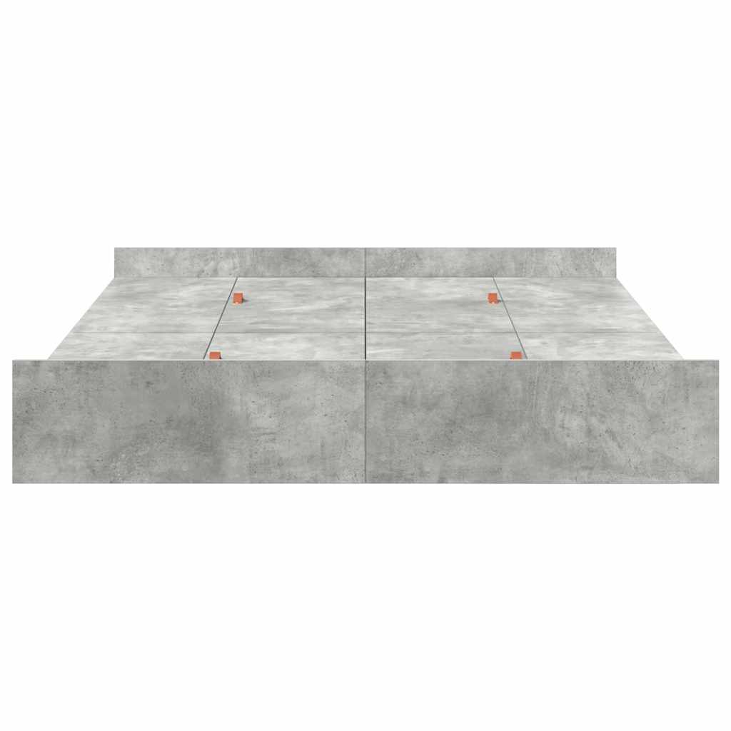 vidaXL Storage Bed Frame Concrete Grey 135 x 190 cm Engineered Wood 6