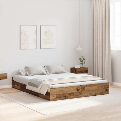vidaXL Storage Bed Frame Old Wood 135 x 190 cm Engineered Wood 1