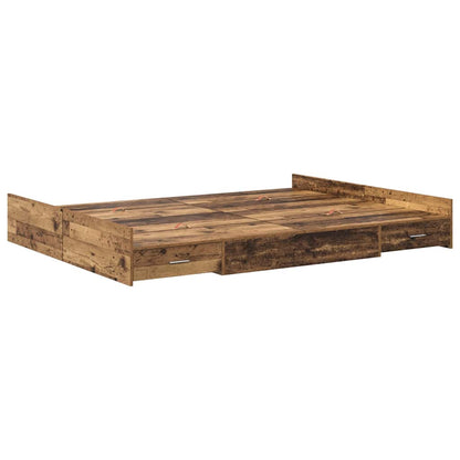 vidaXL Storage Bed Frame Old Wood 135 x 190 cm Engineered Wood 4