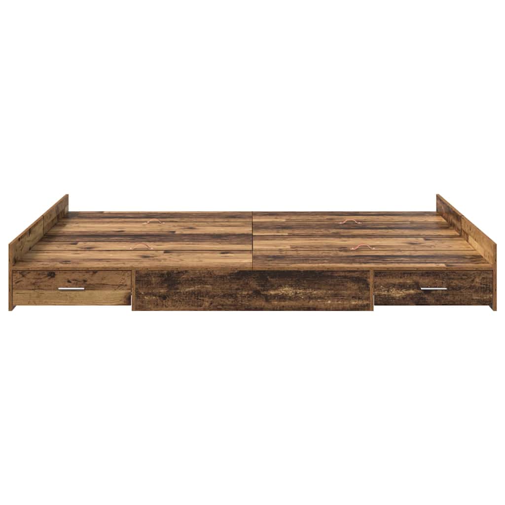 vidaXL Storage Bed Frame Old Wood 135 x 190 cm Engineered Wood 5