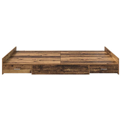 vidaXL Storage Bed Frame Old Wood 135 x 190 cm Engineered Wood 5