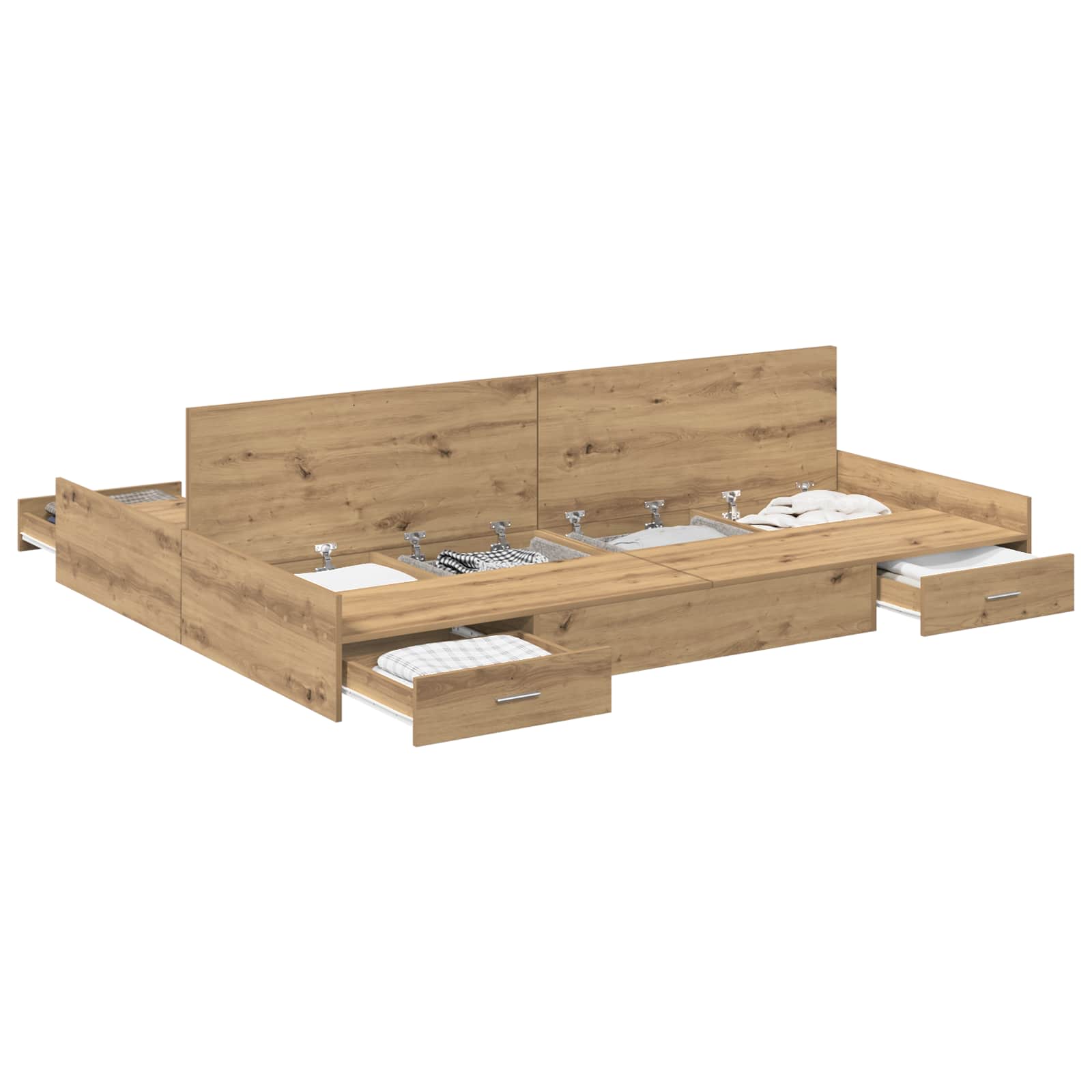 vidaXL Storage Bed Frame Artisan Oak 135 x 190 cm Engineered Wood 2