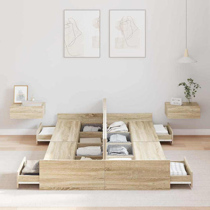 vidaXL Storage Bed Frame Sonoma Oak 120 x 190 cm Engineered Wood 3