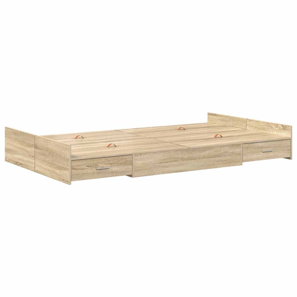 vidaXL Storage Bed Frame Sonoma Oak 120 x 190 cm Engineered Wood 4