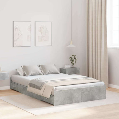 vidaXL Storage Bed Frame Concrete Grey 120 x 190 cm Engineered Wood 1