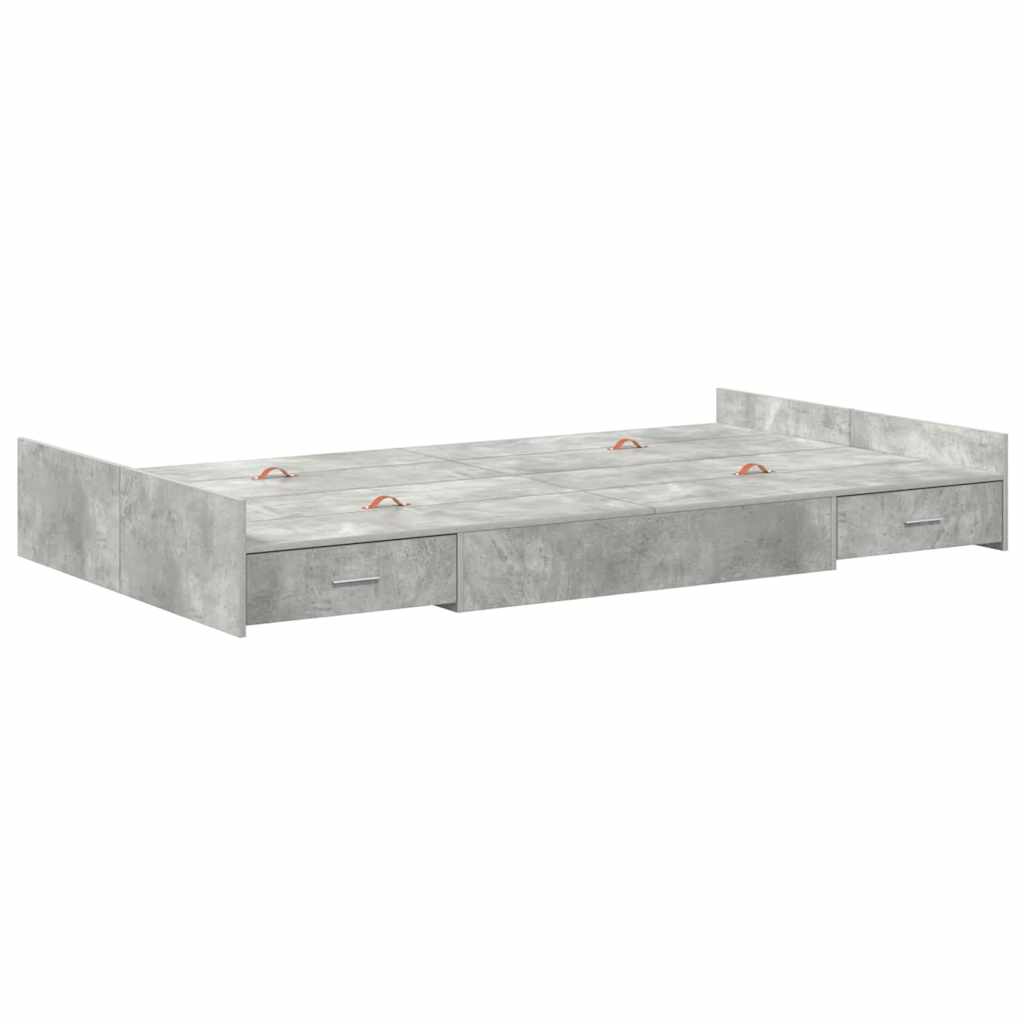 vidaXL Storage Bed Frame Concrete Grey 120 x 190 cm Engineered Wood 4