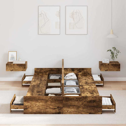 vidaXL Storage Bed Frame Smoked Oak 120 x 190 cm Engineered Wood 3
