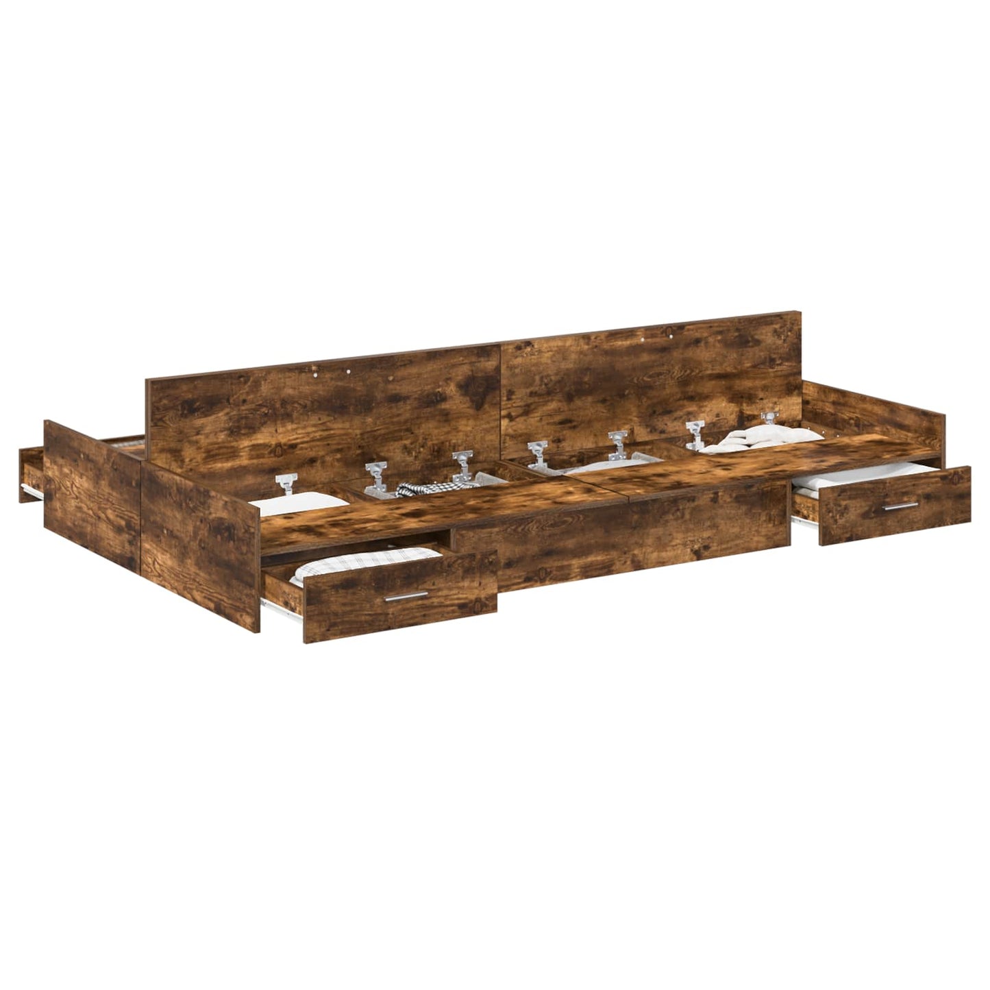 vidaXL Storage Bed Frame Smoked Oak 120 x 190 cm Engineered Wood 2