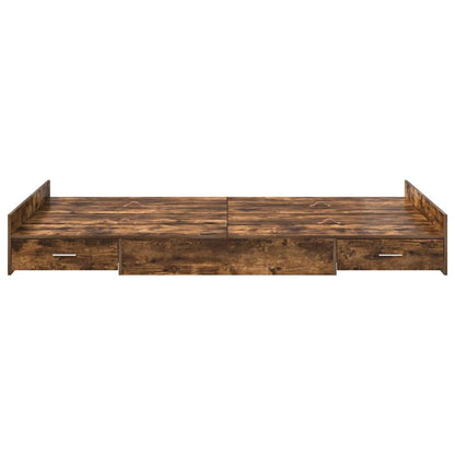vidaXL Storage Bed Frame Smoked Oak 120 x 190 cm Engineered Wood 5