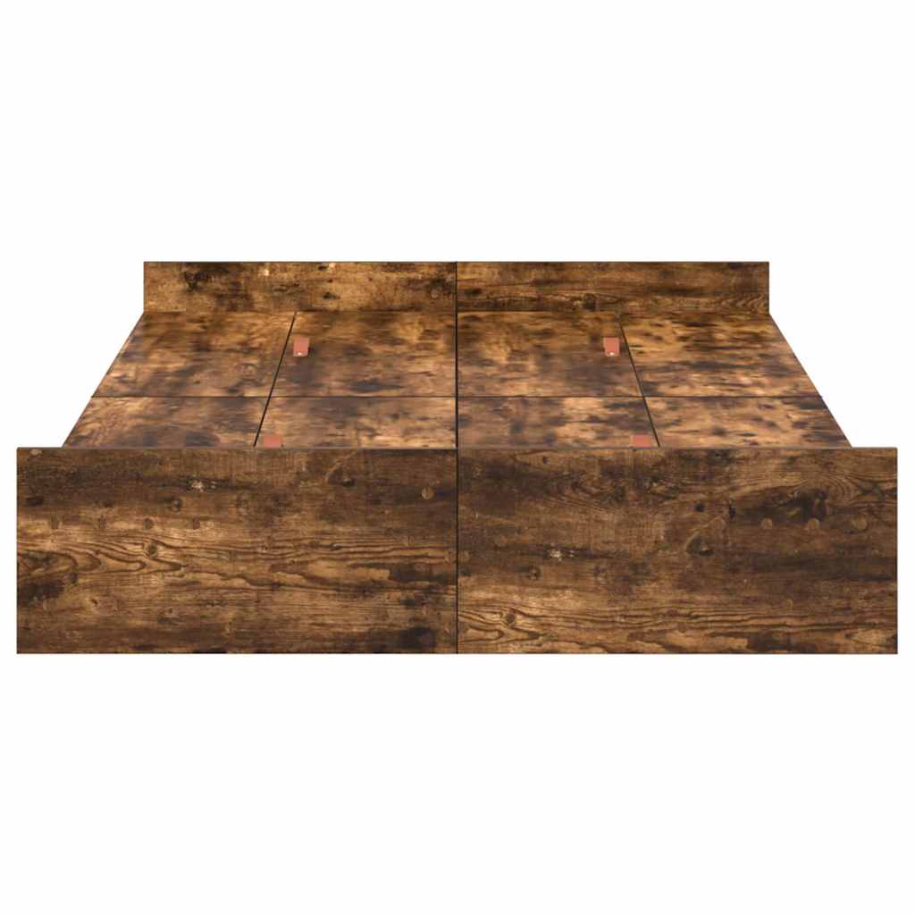 vidaXL Storage Bed Frame Smoked Oak 120 x 190 cm Engineered Wood 6