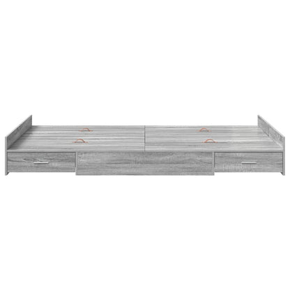vidaXL Storage Bed Frame Grey Sonoma 120 x 190 cm Engineered Wood 5
