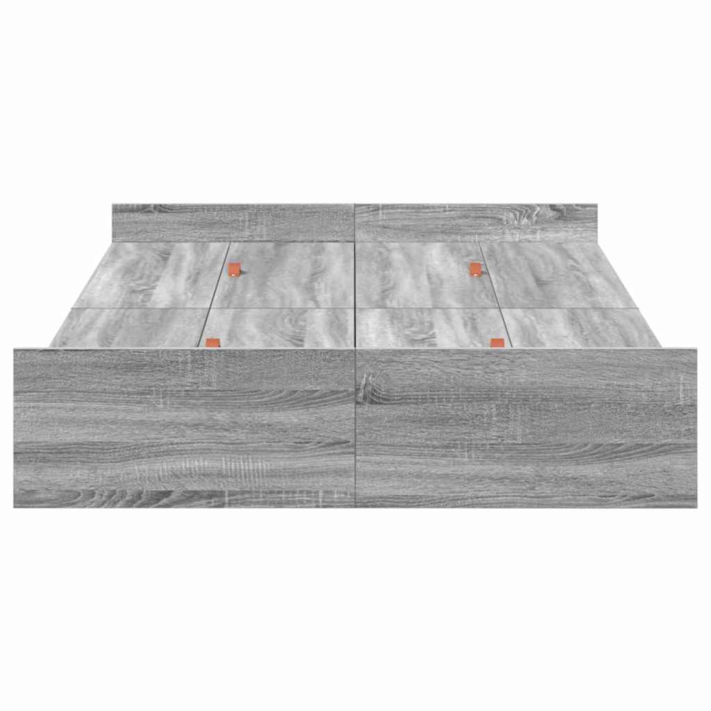 vidaXL Storage Bed Frame Grey Sonoma 120 x 190 cm Engineered Wood 6