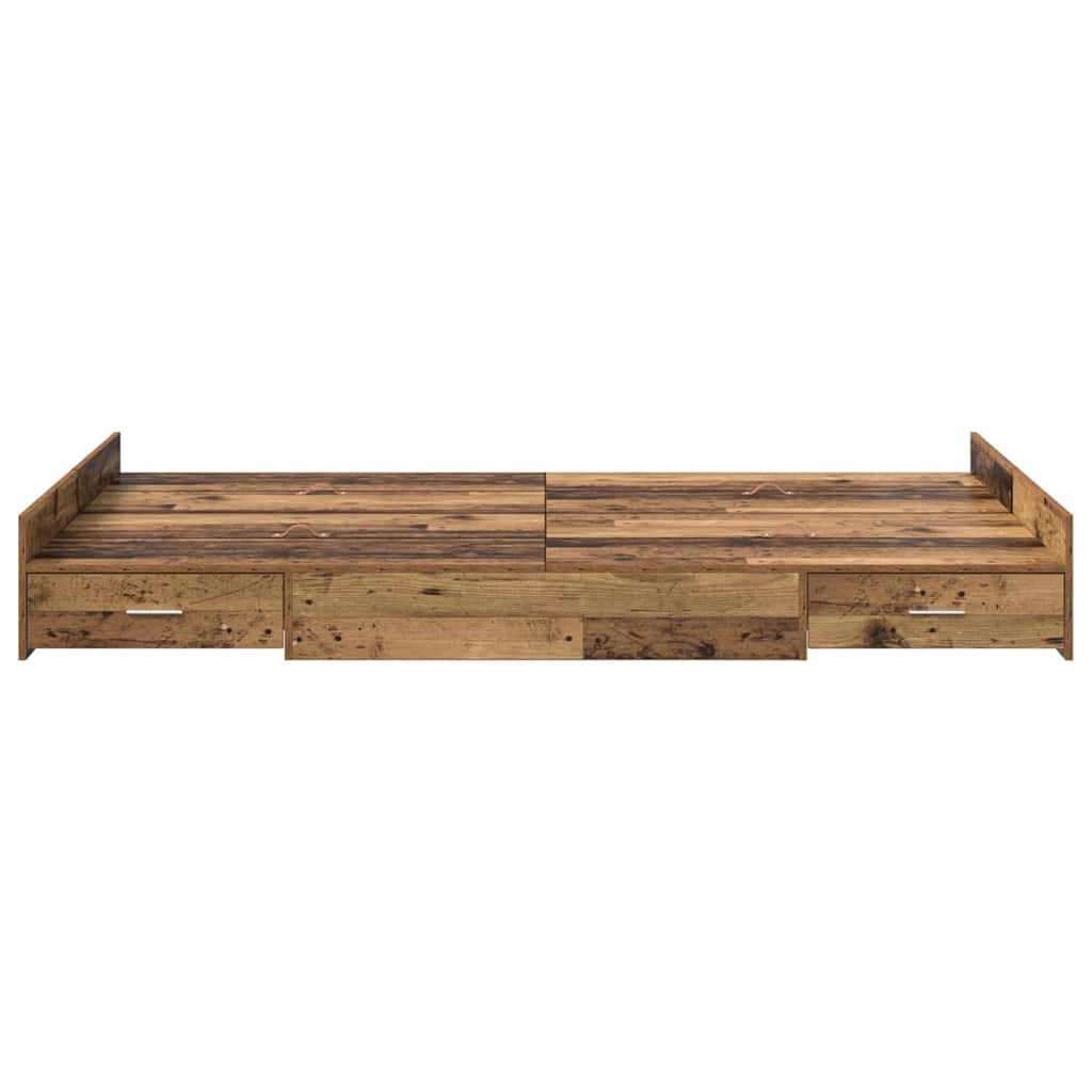 vidaXL Storage Bed Frame Old Wood 120 x 190 cm Engineered Wood 5