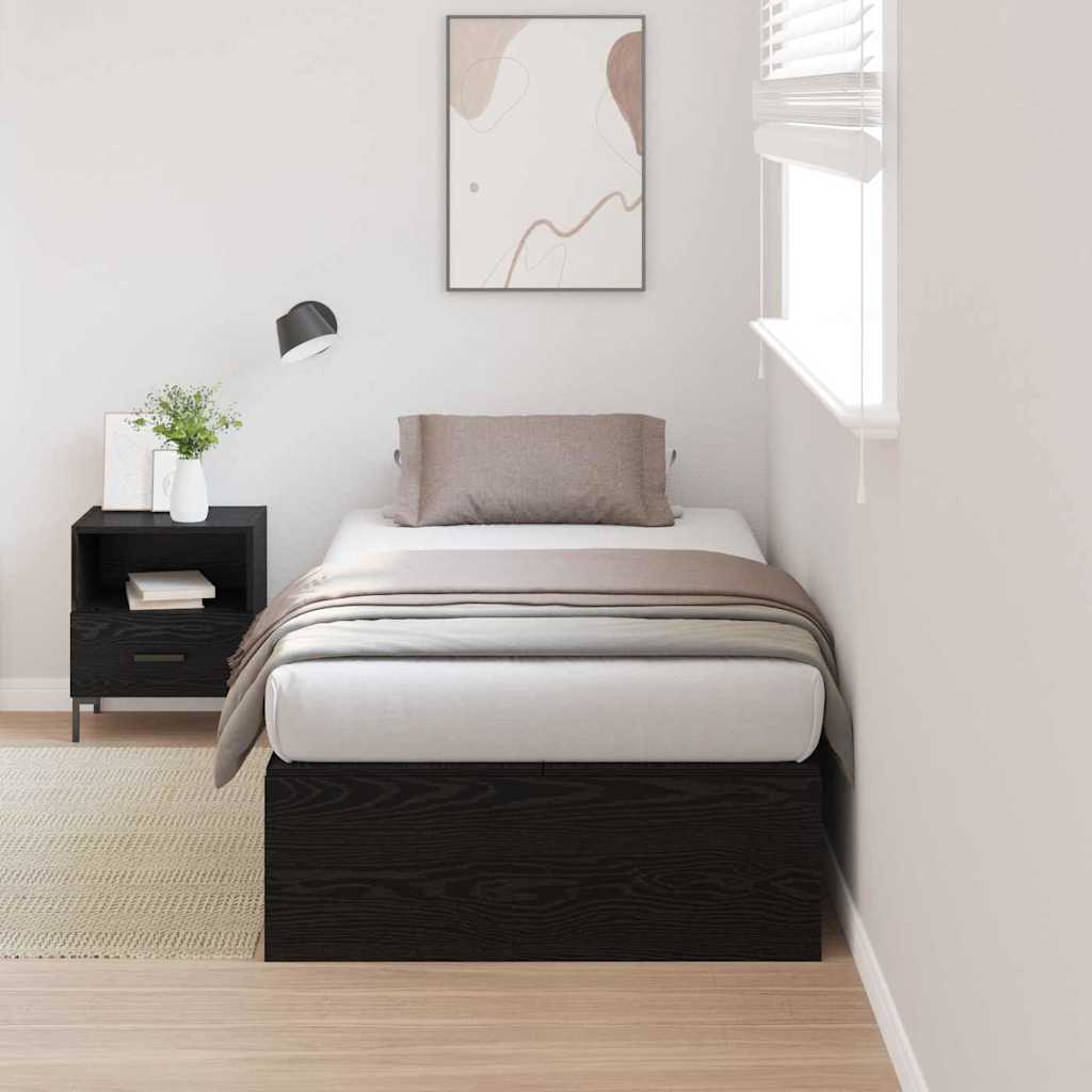 vidaXL Storage Bed Frame Engineered Wood Length 200 cm Black Oak