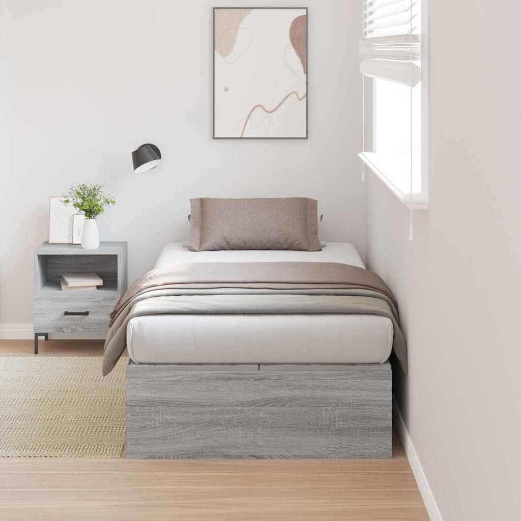 vidaXL Storage Bed Frame Engineered Wood Length 200 cm Grey Sonoma