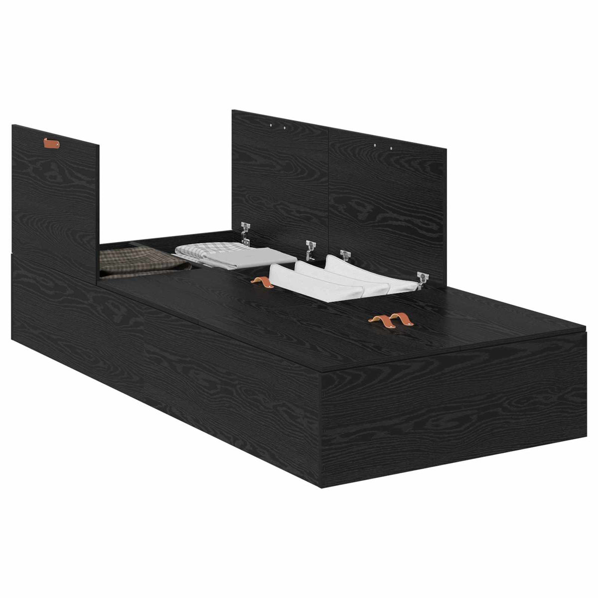 Storage Bed Frame Engineered Wood Length 200 cm Black oak 100 cm