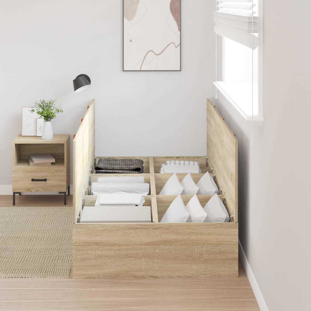 vidaXL Storage Bed Frame Sonoma Oak 100 x 200 cm Engineered Wood 3