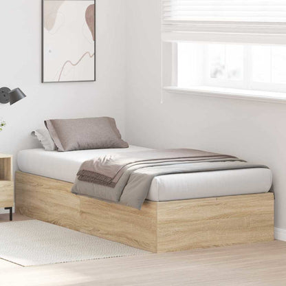 vidaXL Storage Bed Frame Sonoma Oak 100 x 200 cm Engineered Wood 4