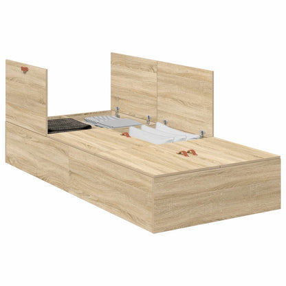 Storage Bed Frame Engineered Wood Length 200 cm Sonoma oak 100 cm