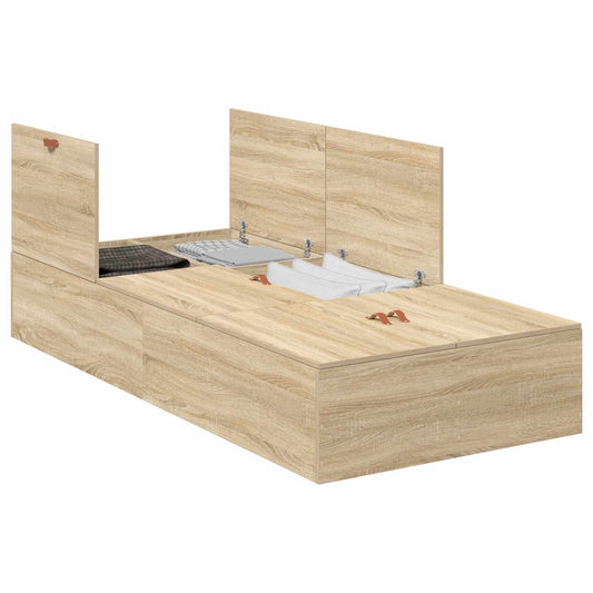 Storage Bed Frame Engineered Wood Length 200 cm Sonoma oak 100 cm