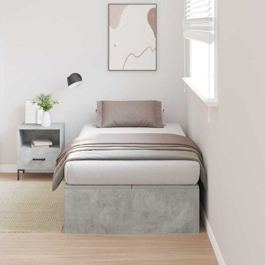 Storage Bed Frame Engineered Wood Length 200 cm Concrete grey 100 cm