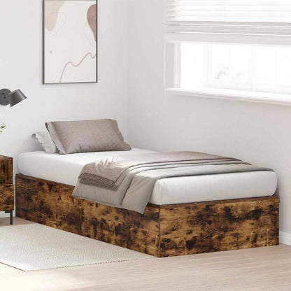 vidaXL Storage Bed Frame Smoked Oak 100 x 200 cm Engineered Wood 4