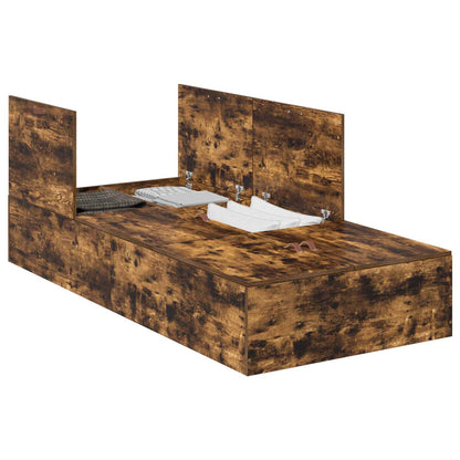vidaXL Storage Bed Frame Smoked Oak 100 x 200 cm Engineered Wood 2