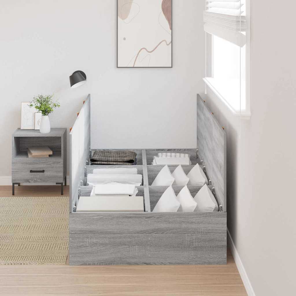 Storage Bed Frame Engineered Wood Length 200 cm Grey sonoma 100 cm