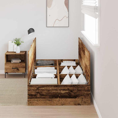 Storage Bed Frame Engineered Wood Length 200 cm Old wood 100 cm