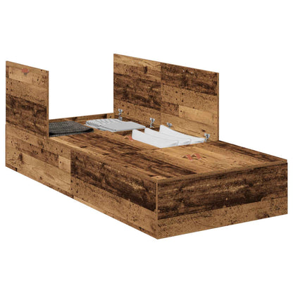 Storage Bed Frame Engineered Wood Length 200 cm Old wood 100 cm
