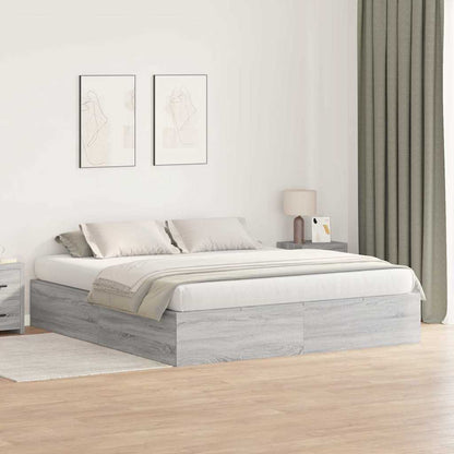 vidaXL Storage Bed Frame Engineered Wood Length 200 cm Grey Sonoma