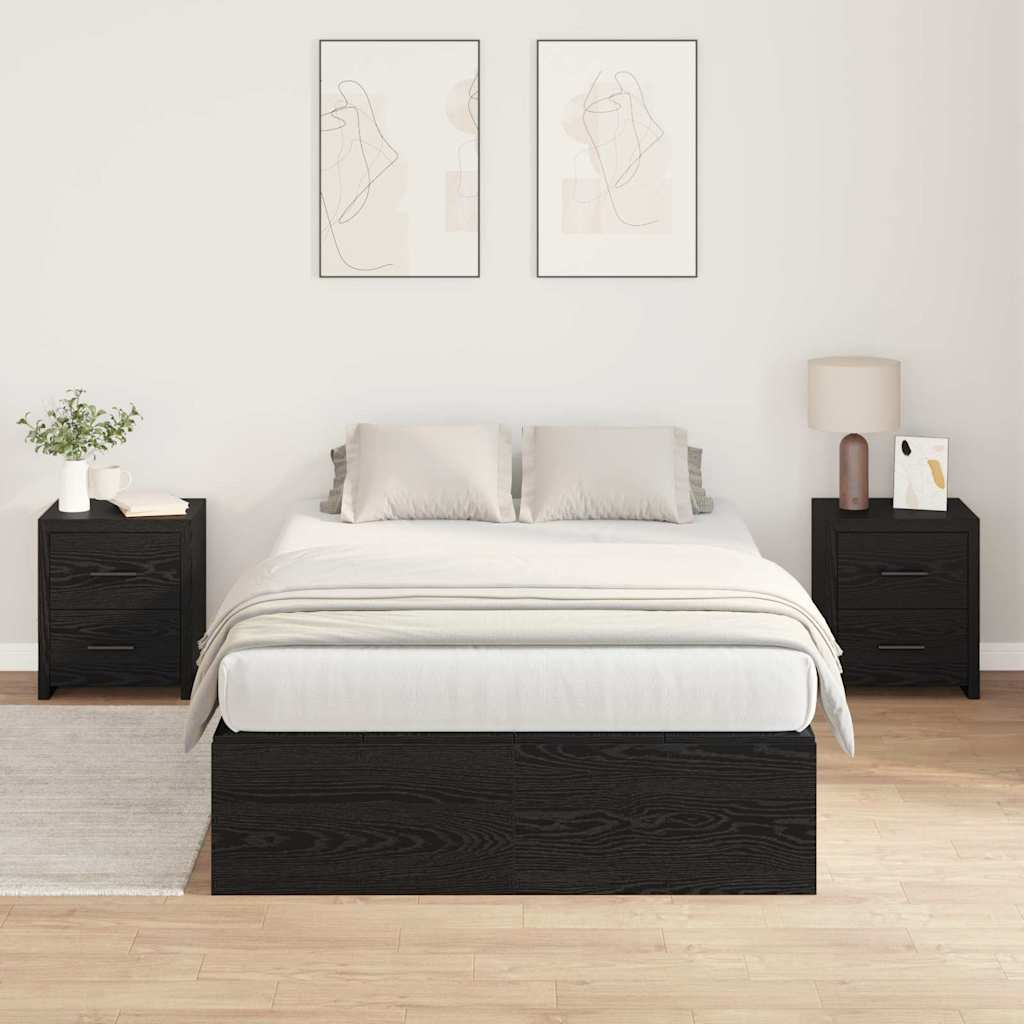 vidaXL Storage Bed Frame Black Oak 120 x 200 cm Engineered Wood 4