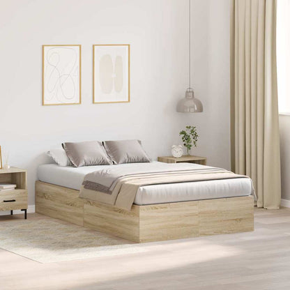 vidaXL Storage Bed Frame Sonoma Oak 120 x 200 cm Engineered Wood 1