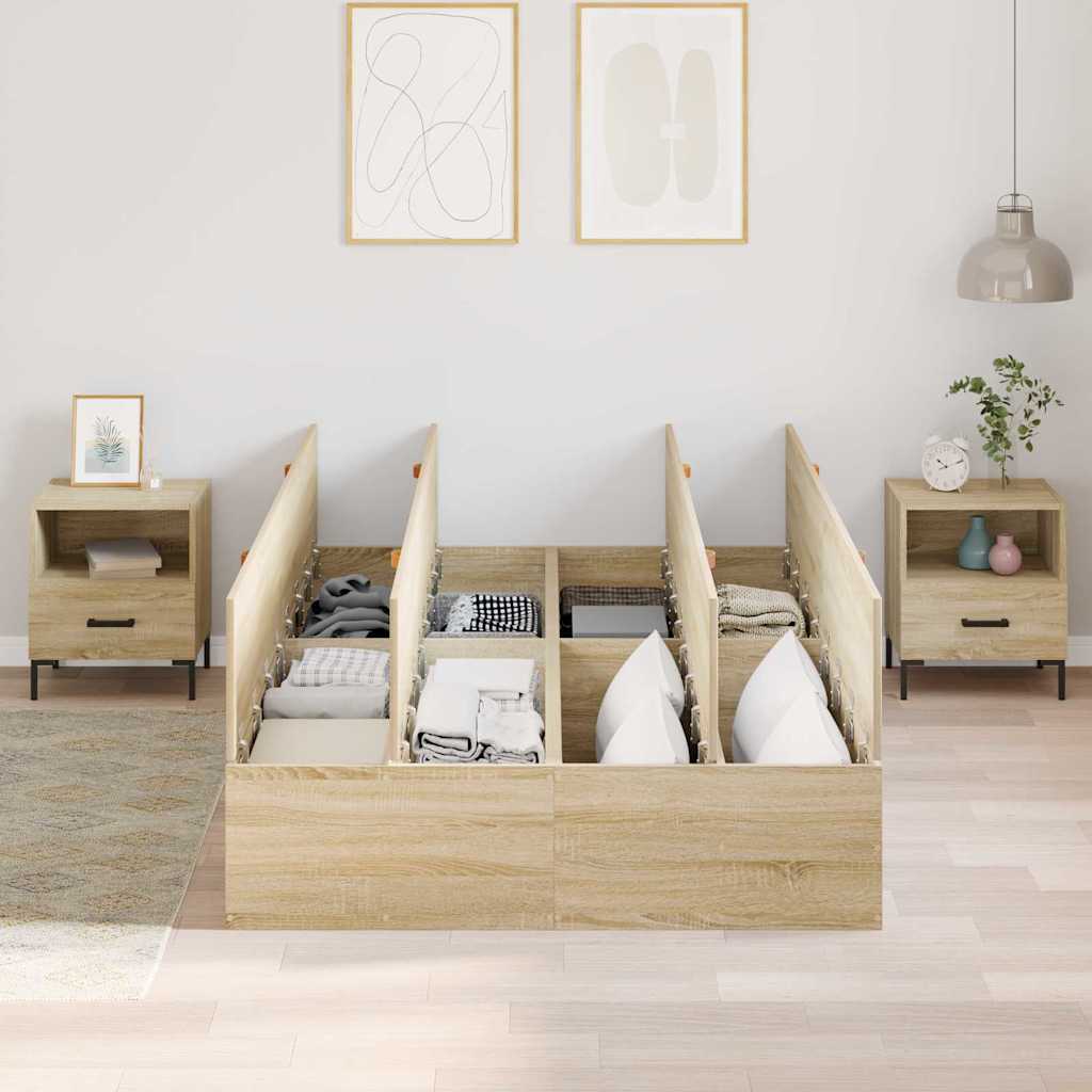vidaXL Storage Bed Frame Sonoma Oak 120 x 200 cm Engineered Wood 3