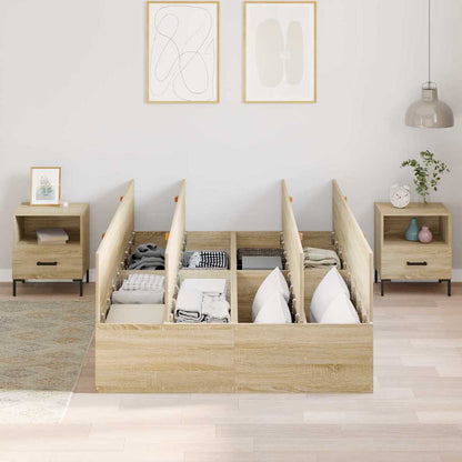 vidaXL Storage Bed Frame Sonoma Oak 120 x 200 cm Engineered Wood 3