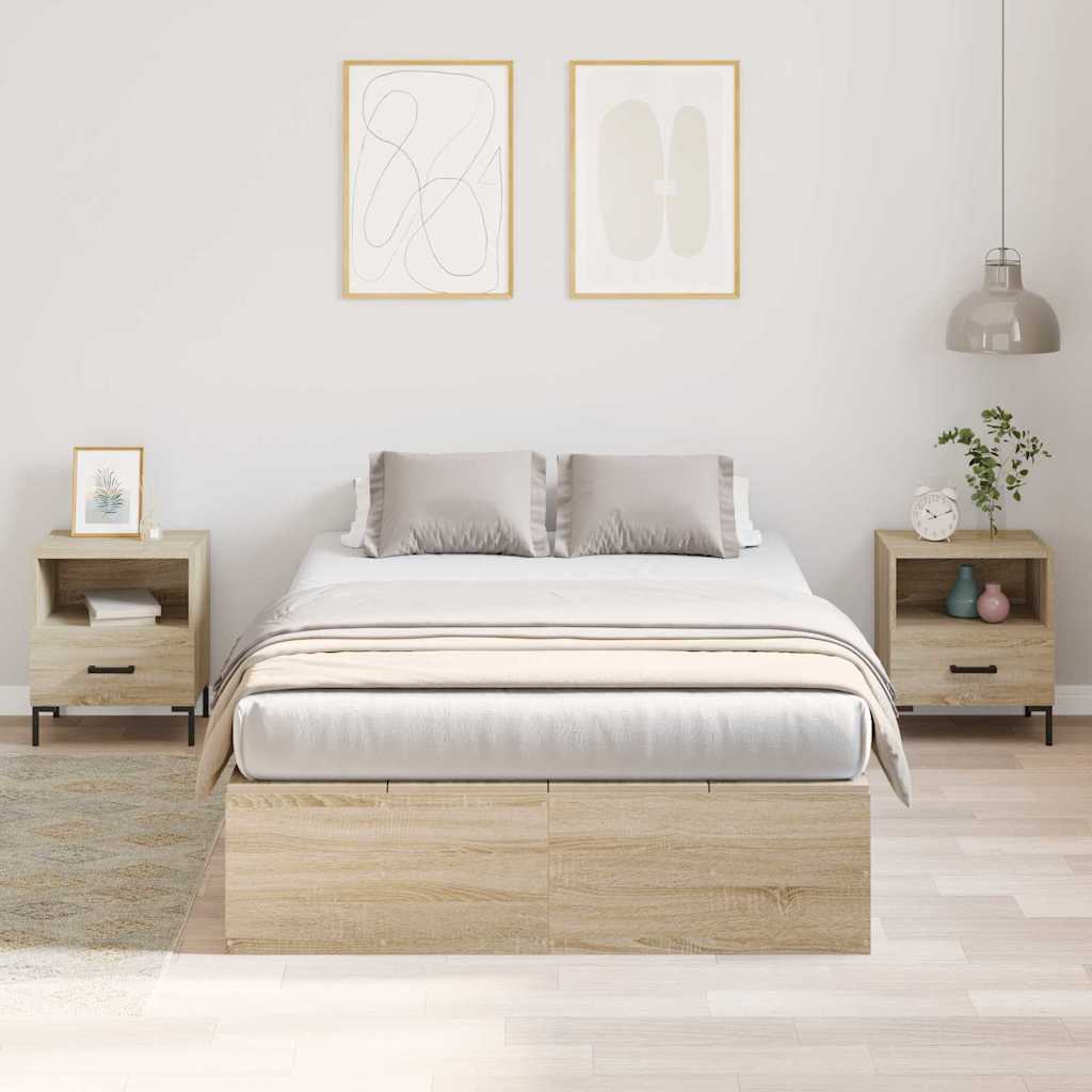 vidaXL Storage Bed Frame Sonoma Oak 120 x 200 cm Engineered Wood 4