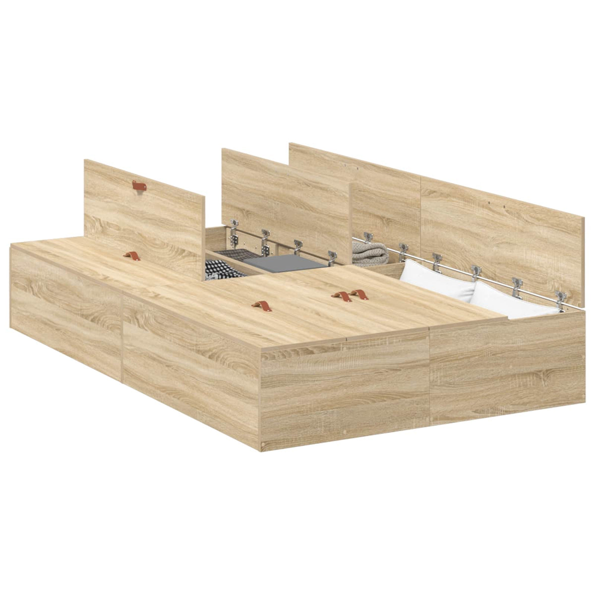 vidaXL Storage Bed Frame Sonoma Oak 120 x 200 cm Engineered Wood 2