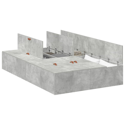 vidaXL Storage Bed Frame Concrete Grey 120 x 200 cm Engineered Wood 2