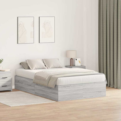 vidaXL Storage Bed Frame Grey Sonoma 120 x 200 cm Engineered Wood 1