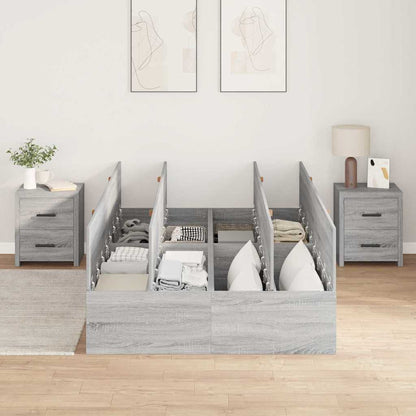 vidaXL Storage Bed Frame Grey Sonoma 120 x 200 cm Engineered Wood 3
